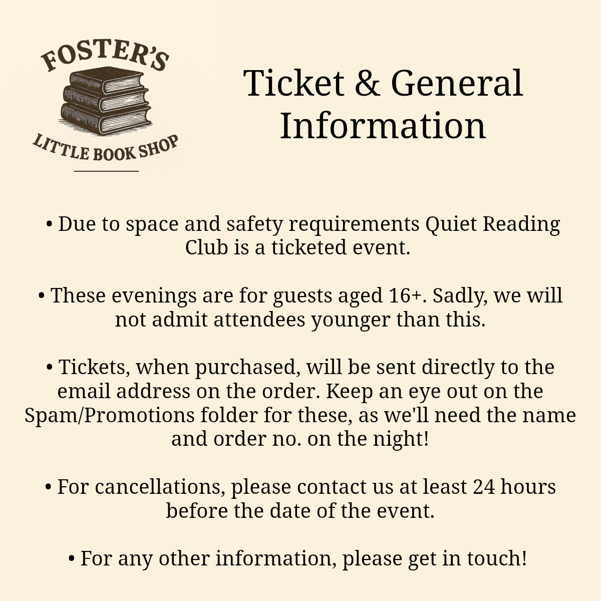 Foster's Quiet Reading Club Tickets - Tuesday 31st March