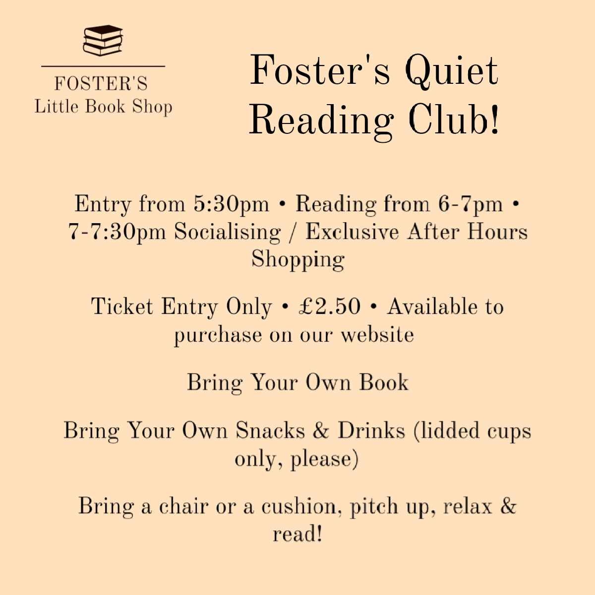 Foster's Quiet Reading Club Tickets - Tuesday 3rd November